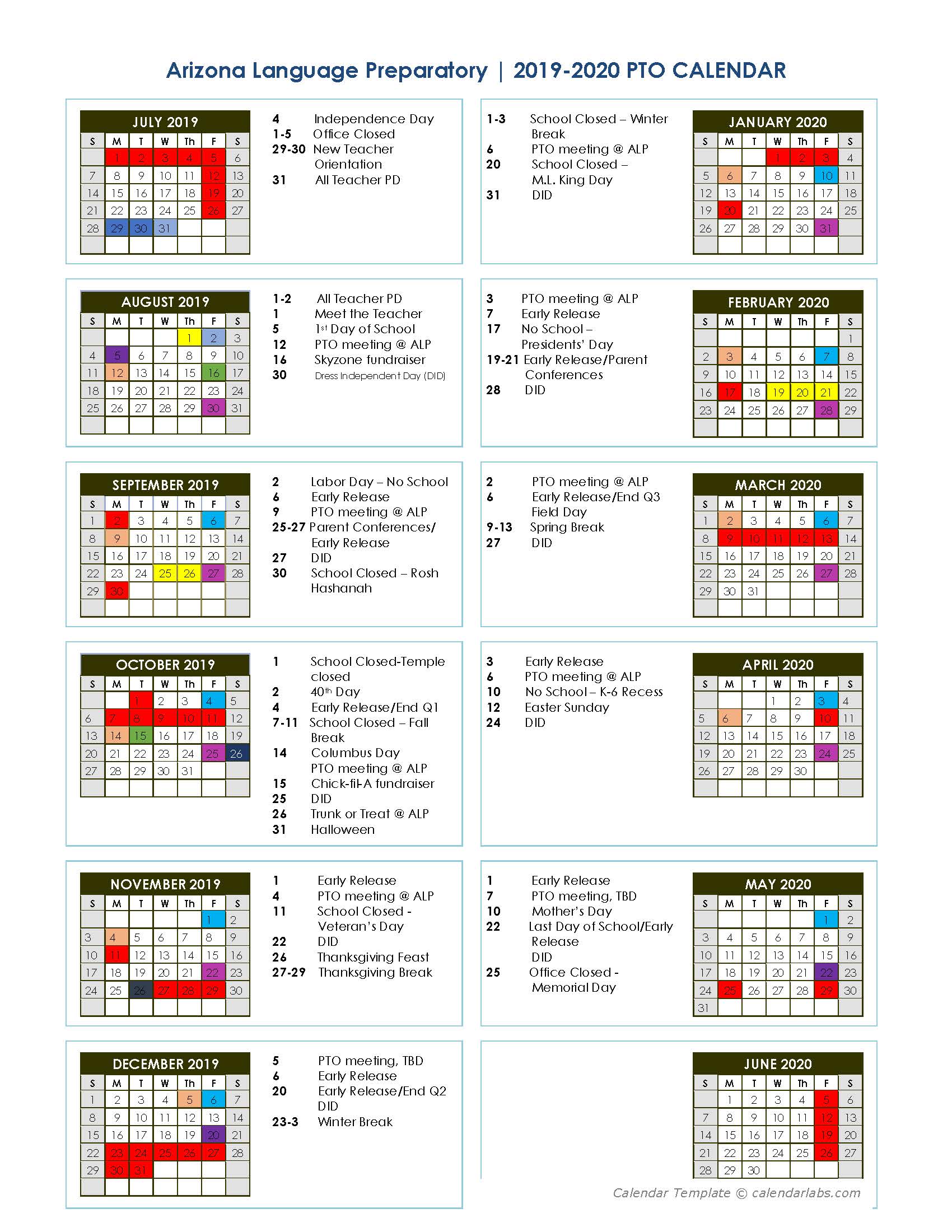 PTO Calendar Of Events Arizona Language Preparatory PTO Calendar Of Events Arizona Language Preparatory