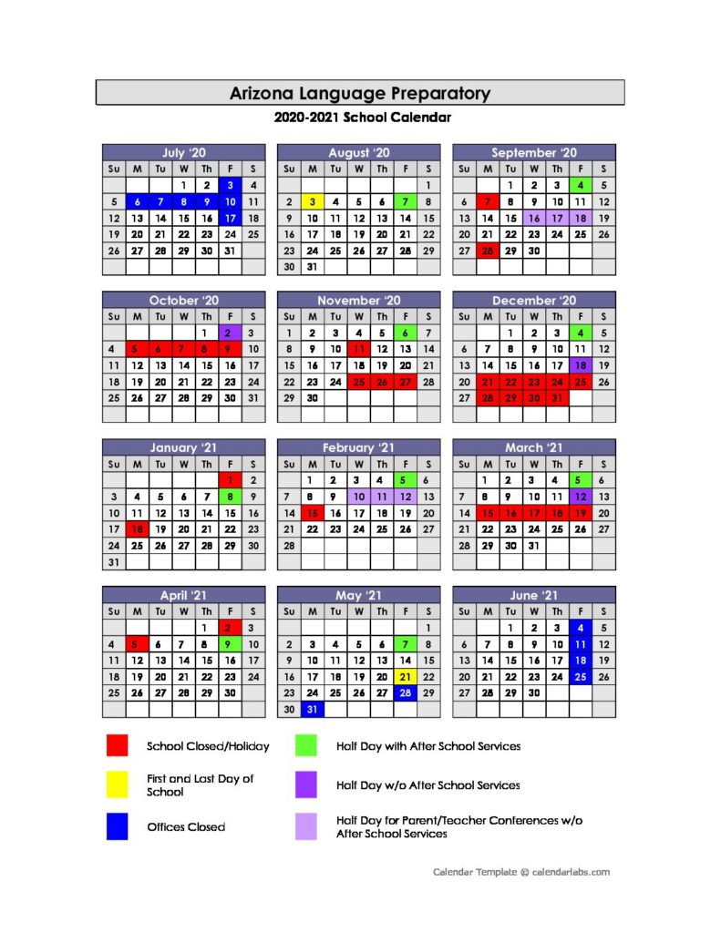 School Calendar Arizona Language Preparatory