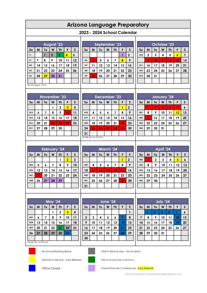 School Calendar Arizona Language Preparatory